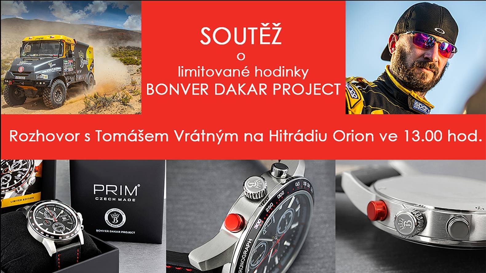 Rychlá soutěž s Bonver Dakar Projektem o hodinky PRIM Dakar